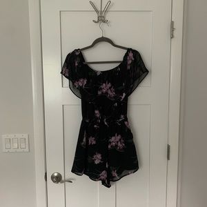 Black off-the-shoulder romper